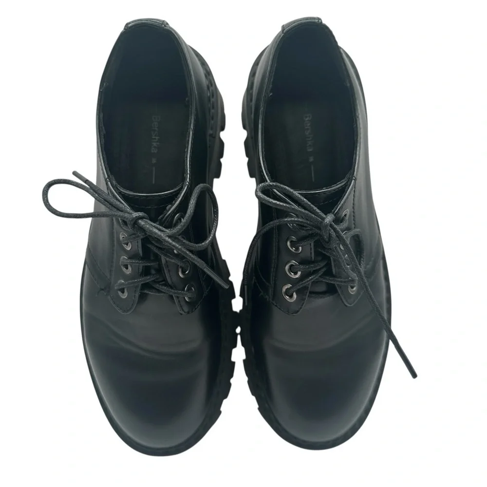 Bershka Chunky Platform Oxford Shoes Black Unisex EU 36